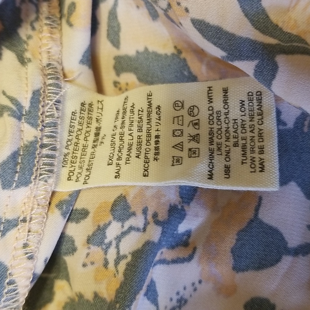 Free People Orange Gray V Neck Flounce Longsleeve Blouse Wrap Printed Shirt Top - Picture 13 of 14